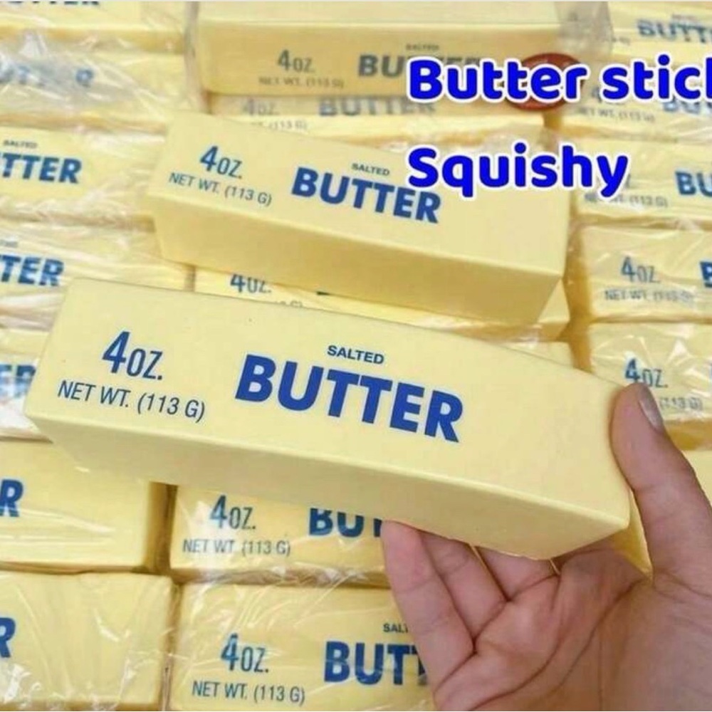 2 Butter Stick Squishy Toys - Yellow Kids Stress Relief